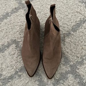 Women's Taupe Suede Ankle Booties - (Brand)